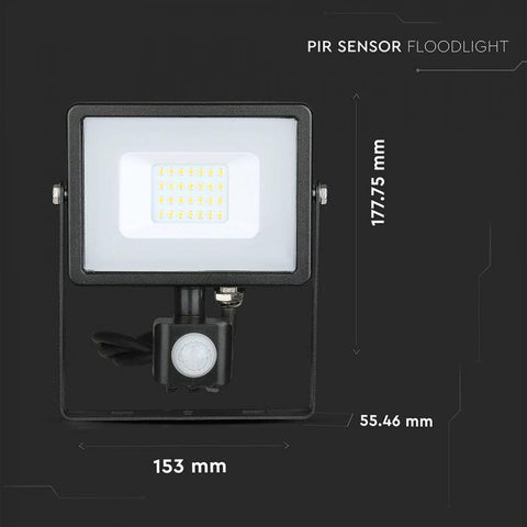 Proiector LED SMD Samsung cu senzor de miscare 20W 6400k IP65, negru - led-box.ro