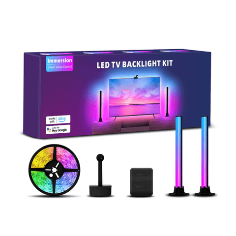 set banda tv, kit banda tv, bara laterala tv, Sistem complet bandă LED TV, Magic Glow, bandă LED rgb, bara laterala Magic Glow, lampi led laterale tv, sistem banda led tv, banda led inteligenta, ambient tv, control led, immersion, led-box.ro