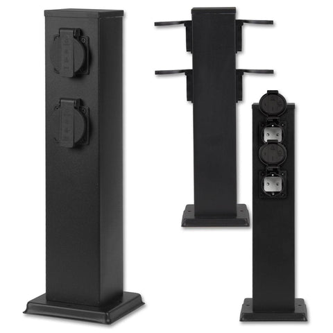 stalp cu 4 prize, stalp cu prize, stalp gradina cu prize, stalp gradina, post gradina, stalp cu priza incorporata, alimentare gradina, stalp exterior cu prize, led-box.ro