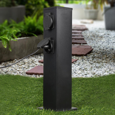 stalp cu 4 prize, stalp cu prize, stalp gradina cu prize, stalp gradina, post gradina, stalp cu priza incorporata, alimentare gradina, stalp exterior cu prize, led-box.ro