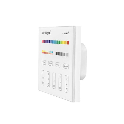 panou tactil, panou perete, panou MiLight, T4 MiLight, MiBoxer, telecomanda RGB+CCT, panou inteligent, 4 zone, panou touch, intrerupator tactil, Led-box.ro