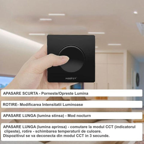 intrerupator inteligent, dimmer perete, telecomanda perete, dimmer MiLight, dimmer mono, panou cct, K1 MiLight, led-box.ro