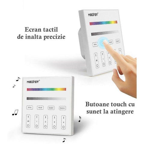 telecomanda perete, telecomanda rgb, controller banda led rgb, panou touch, panou perete, master X3, panou perete dmx512, panou tactil, telecomanda 4 zone, led-box.ro
