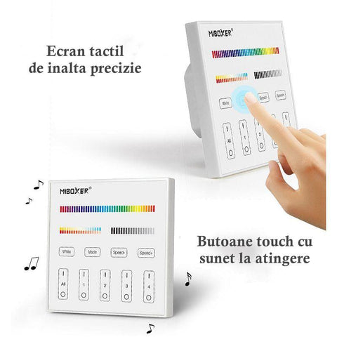 telecomanda perete, panou perete, panout tactil rgb+cct, telecomanda rgb+cct, dmx512, master X5, Milight, led-box.ro