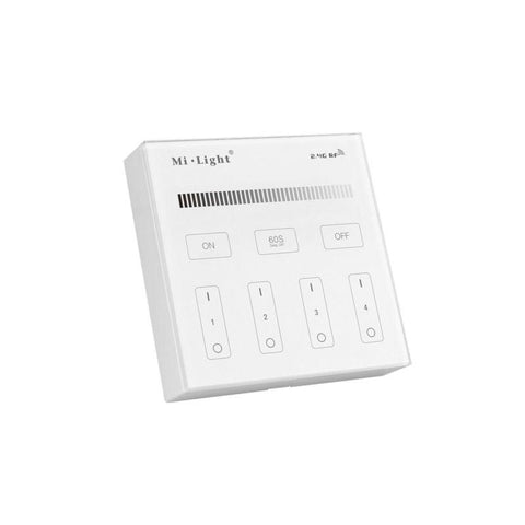 telecomanda panou MiLight, MiBoxer, panou touch, telecomnda led mono, telecomanda perete, telecomanda wireless, 4 zone control, dimmer touch, intrerupator tactil, panou perete, panou tactil perete, B1 MiLight, telecomanda monocolor