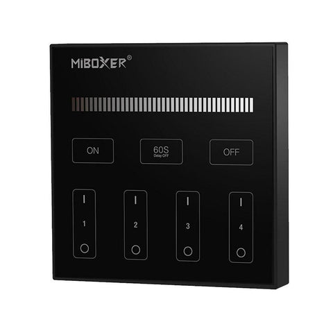 telecomanda panou MiLight, MiBoxer, panou touch, telecomnda led mono, telecomanda perete, telecomanda wireless, 4 zone control, dimmer touch, intrerupator tactil, panou perete, panou tactil perete, B1 MiLight, telecomanda monocolor