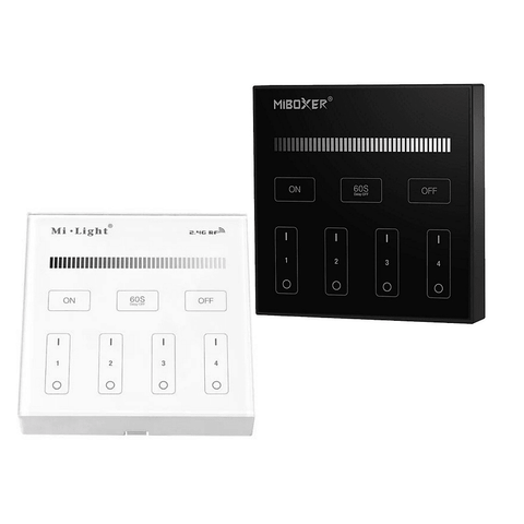 telecomanda panou MiLight, MiBoxer, panou touch, telecomnda led mono, telecomanda perete, telecomanda wireless, 4 zone control, dimmer touch, intrerupator tactil, panou perete, panou tactil perete, B1 MiLight, telecomanda monocolor