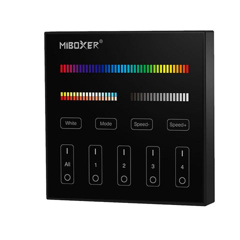 telecomanda perete MiLight, MiBoxer, panou touch, telecomnda led RGB+CCT, telecomanda banda LED, telecomanda wireless, 4 zone control, dimmer touch, intrerupator tactil, pnou perete, panou perete, B4 MiLight, led-box.ro