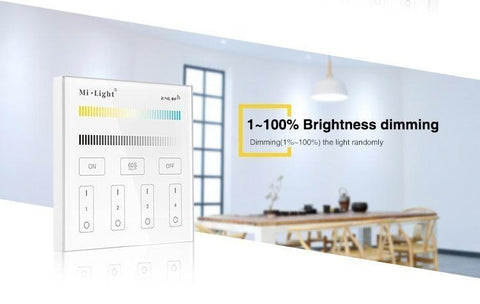 telecomanda MiLight, MiBoxer, panou touch, telecomnda CCT, telecomanda LED, telecomanda wireless, 4 zone control, dimmer touch, intrerupator tactil, telecomanda 2,4Ghz, led-box.ro