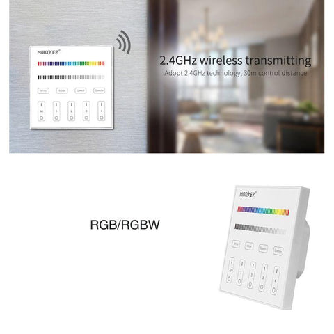 panou tactil, telecomanda MiLight, MiBoxer, panou touch, control banda LED, telecomanda banda RGBW, telecomanda 4 zone, T3 MiLight, led-box.ro