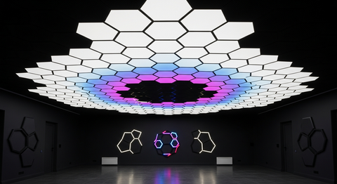 Tavane LED hexagonale HoneyComb in garaj - efect vizual dramatic