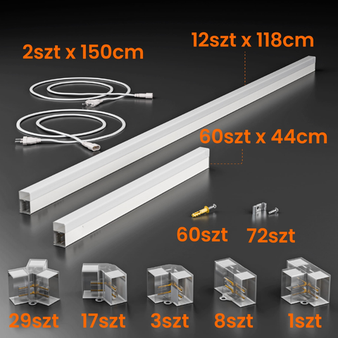 Tavan LED Honey Comb 15 hexagoane plus Ram 696W 484x 243cm 4000K