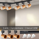 Sistem de iluminat cu șină neagra de 1 metru și 3 proiectoare Diamond cu becuri LED GU10 Osram 10W, spații rezidențiale.
