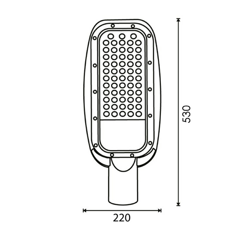 Lampa led stradala cu dimensiuni 220x530mm pentru iluminat eficient exterior, led-box.ro