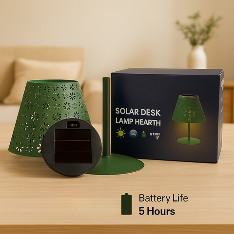 Lampă Solară Decorativă de Masă pentru Terasă, Model Floral, 2500K, Verde, IP44