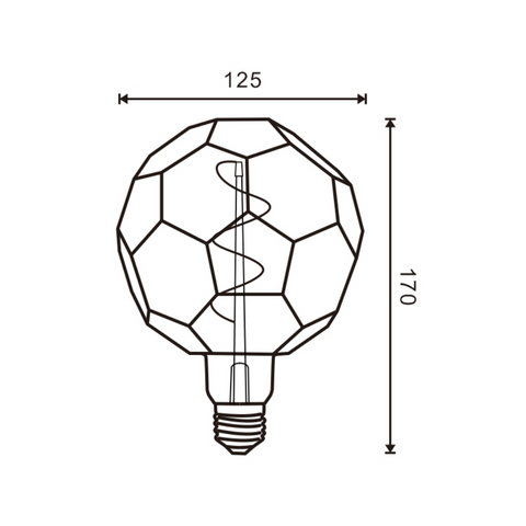 bec led E27 G125, bec led vintage 4W, bec led retro, bec LED E27 lumina calda, bec LED Amber, becuri sticla Amber, becuri LED vintage, filament spirala, led-box.ro
