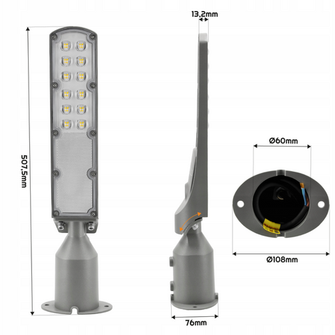 Lampa LED Slim dimensiuni 507x108x76mm, luminat stradal eficient, led-box.ro