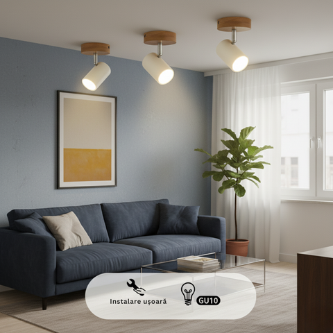 Lustră compactă WOOD 90x116 mm alb mat