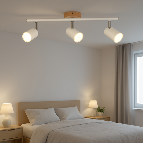 Design natural plafonieră WOOD alb mat