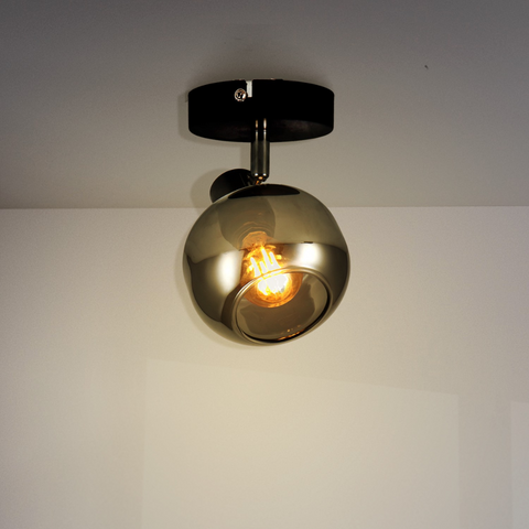 Aplica de tavan Seria Glass cu 1 spot E14, finisaj negru