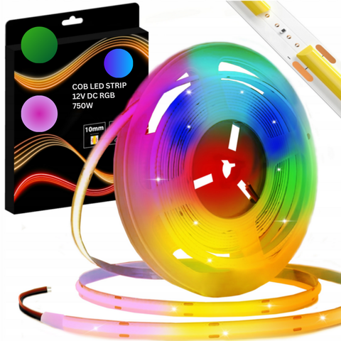 bandă LED 12V COB RGB compatibilă cu controlere și dimare 1–100%