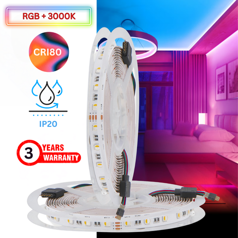 banda led RGB+3000K, banda cu leduri 24v interior, banda led RGBW 5m, benzi led 24V, banda led dedeman, banda led SMD5050, banda led interior, led-box.ro