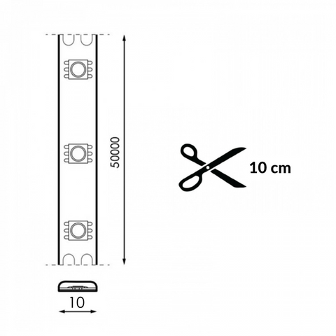 Bandă LED COB 220V alb cald 3000K, taiere la 10cm