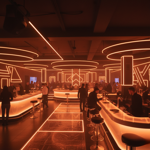 Bandă LED COB transparentă  lumina calda montată în club
