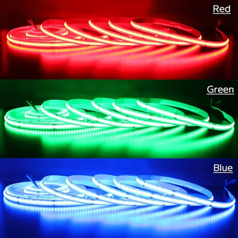 bandă LED COB RGB montată în living modern