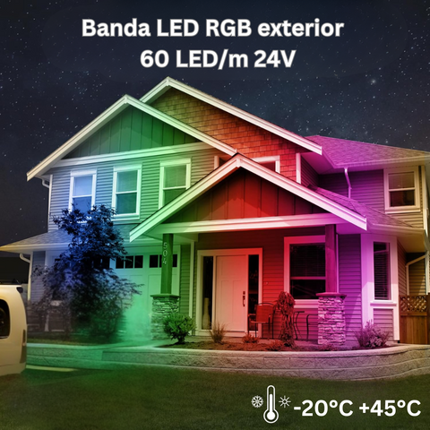 banda led RGB 24v, banda cu leduri 24v, banda led 5m, benzi led 24V, banda led dedeman, banda led SMD5050, banda led exterior, led-box.ro
