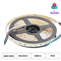Bandă LED RGBW Ultra 4 în 1, 12V, desfășurată pe profil alb, evidențiind LED-urile cu chip 4 în 1.
