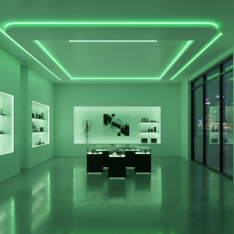 Bandă Neon LED Verde 230V DC pentru vitrine