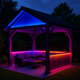 Iluminare ambientală cu bandă solară LED RGB pe timp de noapte in foisor, led-box.ro