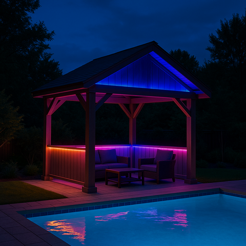 banda led rgb incarcare solara, iluminat ambiental foisoare, terase sau gradini, led-box.ro