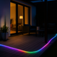 Iluminare cu bandă solară LED RGB pe timp de noapte pe terasa, led-box.ro
