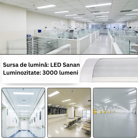 Bară LED montată în serie într-un depozit comercial si birou, led-box.ro