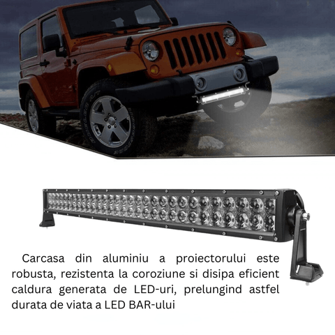 LED bar 180w, LED light bar, lumini LED bar, bare LED pentru mașini, bare luminoase LED, bara led combo, bara led 80cm,  led-box.ro