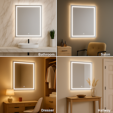 Oglindă LED montată pe perete IP44 baie modernă