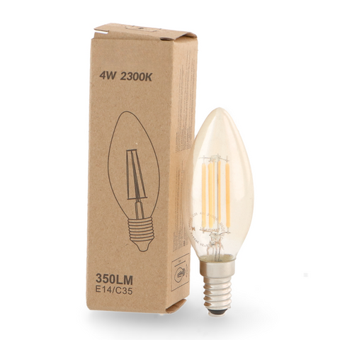 bec tip lumanare, bec E14 4W, becuri tip lumanare, bec LED amber, bec led veioza, bec led C35, becuri filament LED, led-box.ro