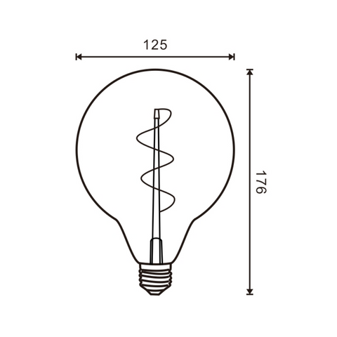 bec led E27 G125, bec led vintage 4W, bec led retro, bec LED E27 lumina calda, bec LED Amber G125, becuri sticla Amber, becuri LED vintage, becuri decorative, bec led filament spirala, led-box.ro
