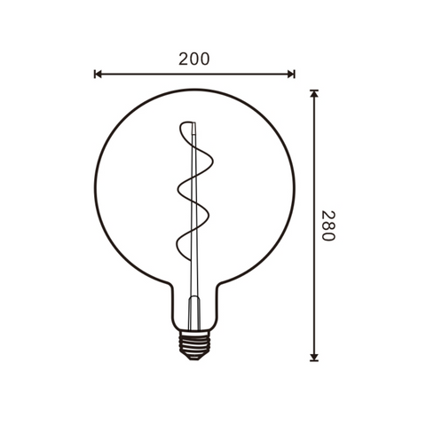 bec led E27 G200, bec led vintage 4W, bec led retro, bec LED E27 lumina calda, bec LED Amber G200, becuri sticla Amber, becuri LED vintage, becuri decorative, bec led filament spirala, led-box.ro
