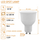 Caracteristici spot LED GU10: 10W, 2700K, lumină caldă, eficiență energetică ridicată
