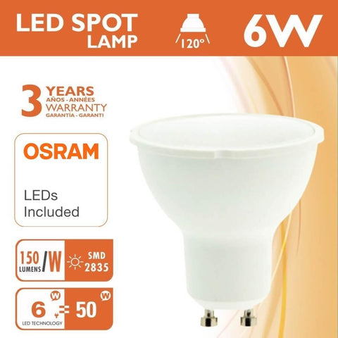 Bec LED Osram spot GU10 6W 720lm, lumina rece 6000K - led-box.ro