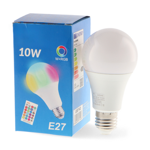 bec led rgbw, bec led cu telecomanda, bec E27 RGBW cu telecomanda, Becuri led cu telecomanda, becuri multicolore 10w, led-box.ro