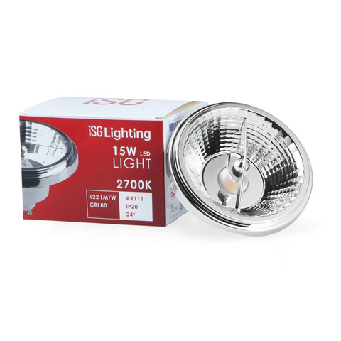 Bec LED, Spot GU10, AR111, 15W, 24°, iluminat direcționat, eficiență energetică, consum redus, flux luminos, iluminat accent, iluminat comercial, iluminat rezidențial, led-box.ro