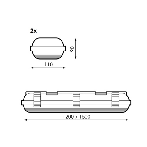 corp etans pentru doua tuburi led 1200x110x90cm 