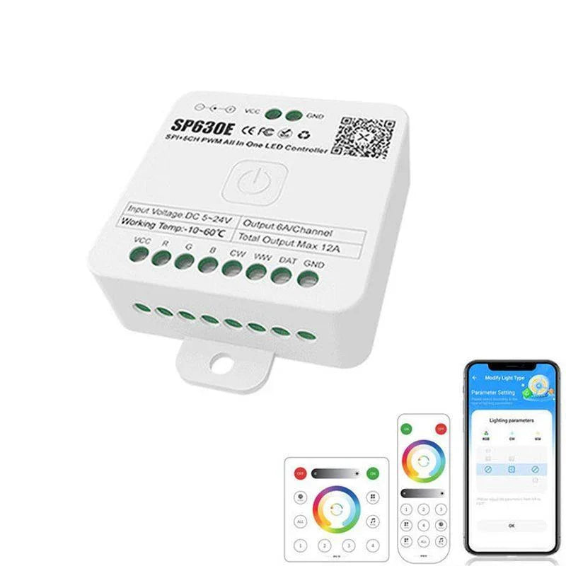 SP630E – Controler LED SPI + 5CH PWM All-in-One | App BanlanX – led-box.ro