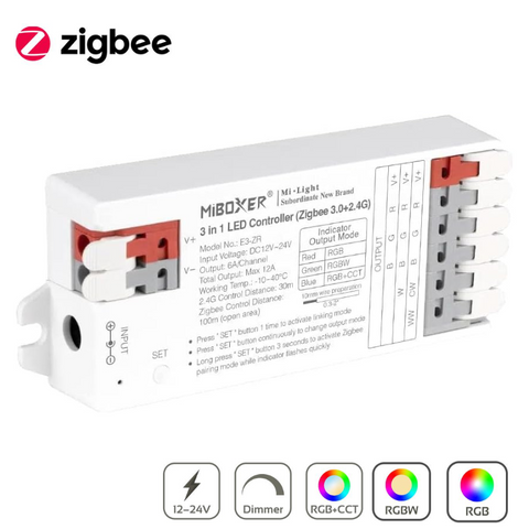 controler 3 in 1, controller banda led, controller rgb, controller rgbw, controller rgbcct, controller zigbee, controller miboxer, e3-zr, led-box.ro