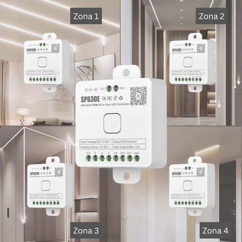 controler digital sp630e pentru banda led digitala, control pana la 4 zone, led-box.ro