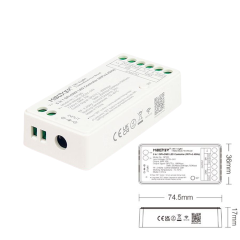 Controller profesional DMX512 și WiFi pentru benzi LED SPI, model MiBoxer SPIW5
